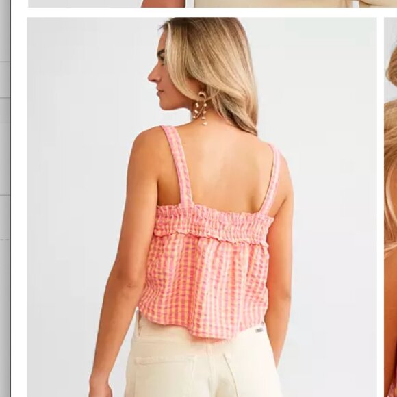 Free People Picnic Party Cropped Tank Top sz M - Picture 2 of 6